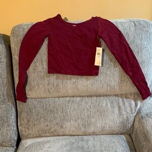 New Sugar Lips Burgundy Long Sleeve Crop Top